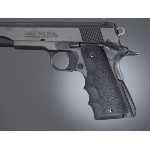 Hogue Colt Government Grips .45, 1911 Rubber Grips with Finger Grooves - Black