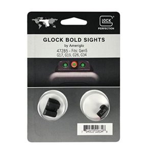 GLOCK Glock Bold Sights By Ameriglo Night Sight .200 Front For Glock Gen 5 G17/G19/G26/G34 Green Tritium with Orange Outline