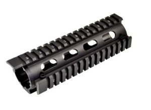 USED Sniper 2 Piece Drop In Quad Rail Handguard 6.7 in Carbine Length w/ Extended Top Rail for .223 and 5.56 Fits 6.75 in To 7 in Black MQRSLX