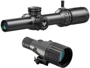 Swampfox Arrowhead LPVO Rifle Scope 1-8x24mm 30mm Tube Second Focal Plane BDC Reticle and TRYBE Optics Enhancer Rifle Scope Magnification Quadrupler