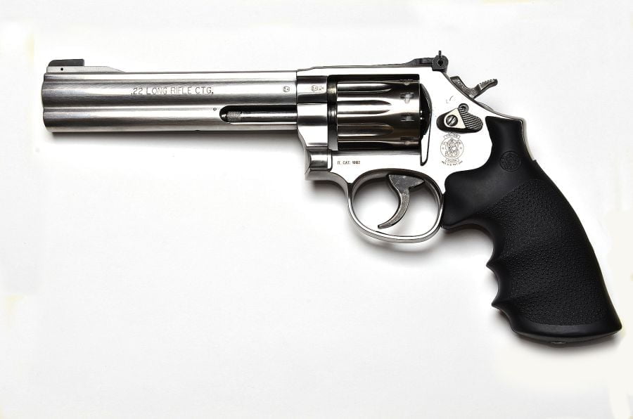 Smith and Wesson 617. A full size 22LR revolver. Buy yours now.