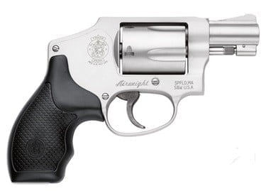 Smith & Wesson 642 Airweight revolver - Chambered in 38 Special.  It's a great lightweight revolver that is simple and effective.