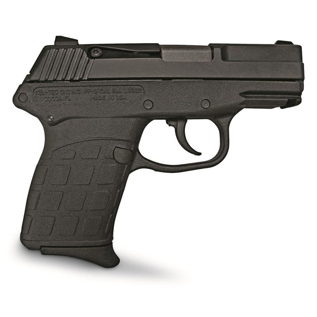 Kel-Tec PF-9. A small, lightweight and easy to conceal back-up gun, popular with LEO.