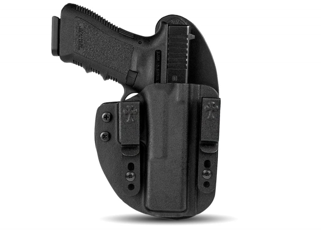 Crossbreed Reckoning holster, shown here with a Glock 17, is the best holster for the Springield Armory Hellcat 9mm.