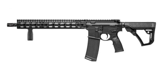 Daniel Defense DDM4 V11 with 14.4 inch barrel plus pinned muzzle device. This Short Barrel Rifle gets round the NFA and is a great 3 Gun shooter.