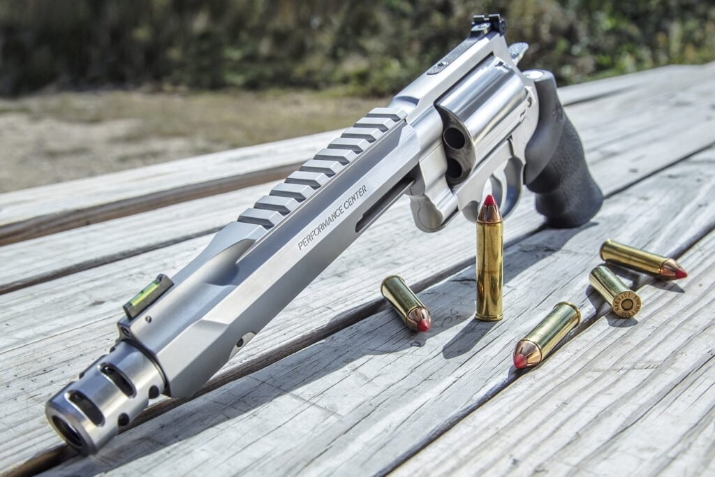 12 Best Hunting Handguns - 2024 20 Smith & Wesson SW500 Performance, one of the most powerful pistols on sale and a great hunting handgun.