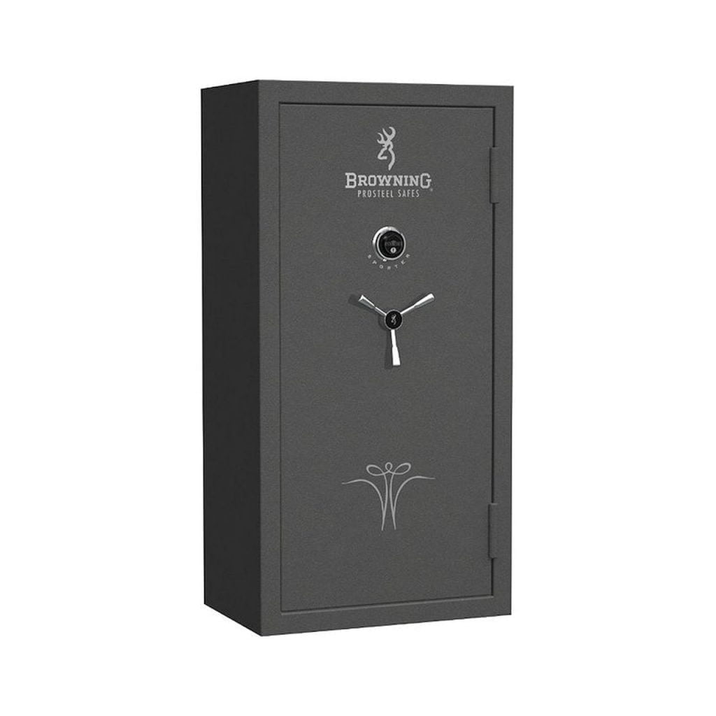 Browning Droptine. A great gun safe with space for 23 long guns. Get an Elock, California-grade security and 60 minute fire resistance.