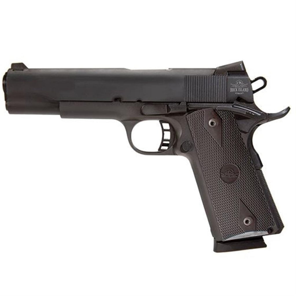 Rock Island Armory M1911-A1 Tactical full size pistol. A $500 1911 that shoots straight, true and honest. It isn't pretty, but it is a good gun.