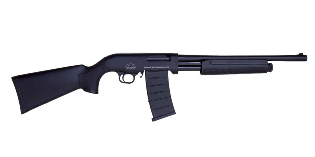 Black Aces Tactical used to add mags to Mossbergs. Now it produces this cheap shotgun under its own name. Get yours here.