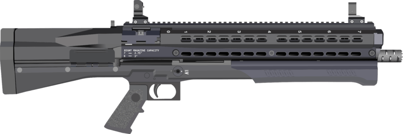 The UTAS UTS-9 is a beefed up bullpup with twin tube magazines and 9 shells between reloads.