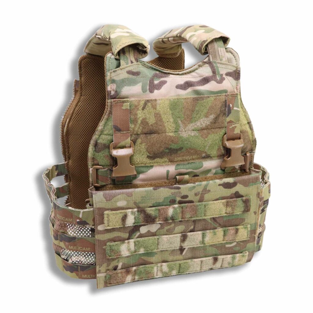 Velocityu Systems armor vest with ballistic protection slots that can take rifle rated armor plates.
