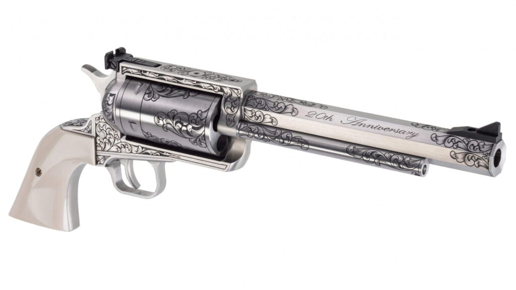 Magnum BFR 20th Anniversary Edition. A beautifully engraved and heinously overpriced revolver. Get yours here.
