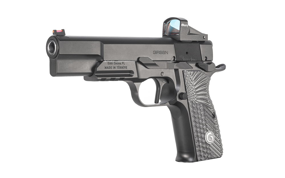 EAA Girsan MC-P35 OPS. An optics ready tactical pistol with the Borwning Hi-Power action. A tribute brought bang up to date with cutting edge 1911 features.