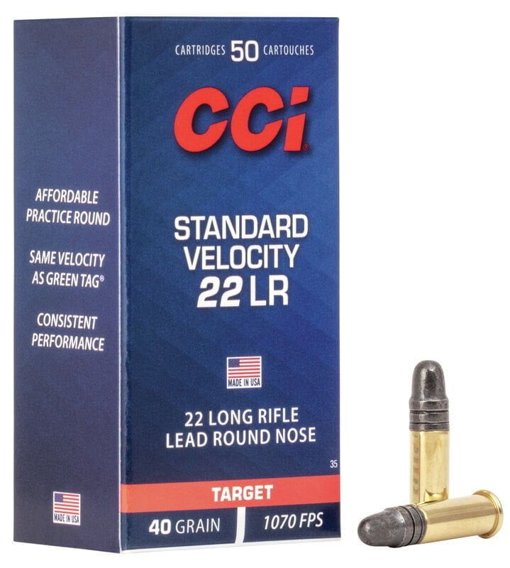 CCI Standard Velocity 22 Long Rifle ammunition. 