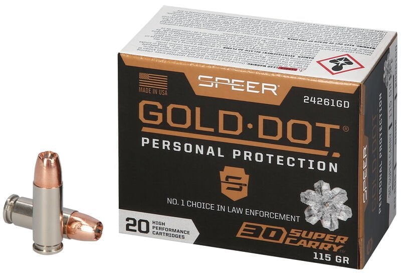 Speer Gold Dot in 30 Super Carry.