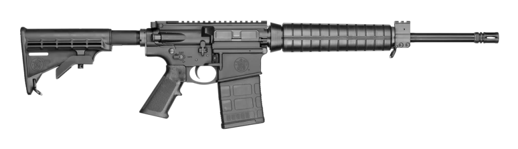 The Smith & Wesson M&P10 308 rifle. A basic AR layout and a lot of fun.