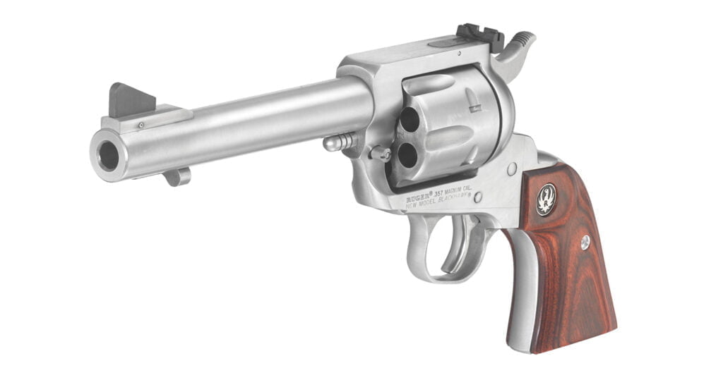 Ruger convertible revolver. Both a 357 and a 9mm in one convenient package.