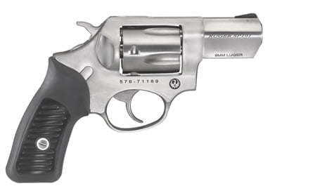 Ruger SP101 9mm Luger revolver. An oddity, but also a useful gun for self defense