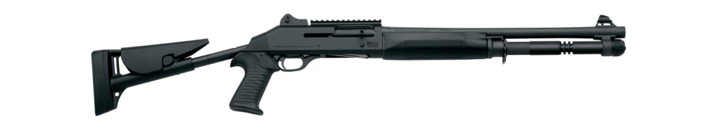 Benelli M4 Tactical, shoot with the stock collapsed and you've got yourself a short shotgun.