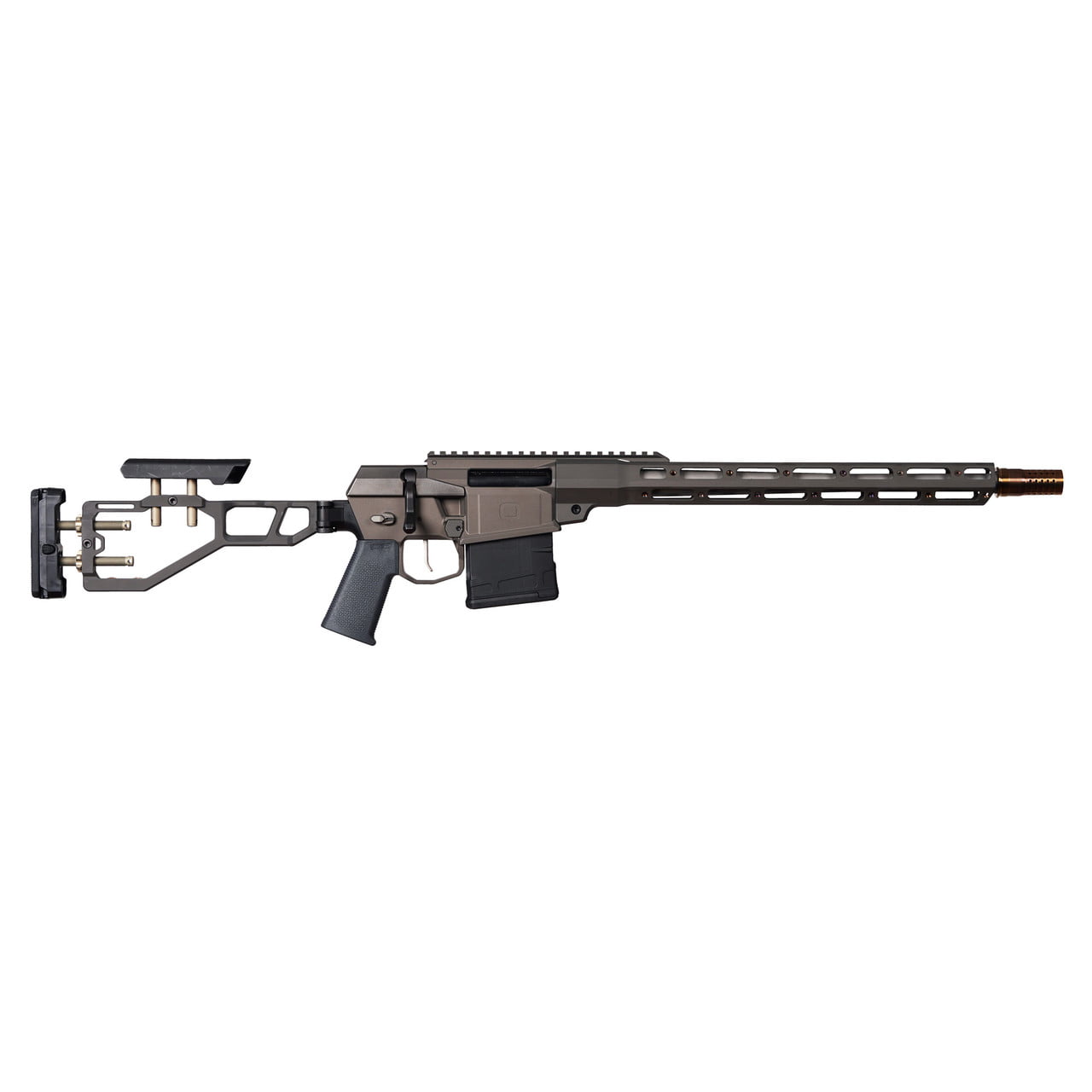 Q The Fix bolt-action rifle in 8.6 Blackout with folding skeleton stock and M-LOK handguard