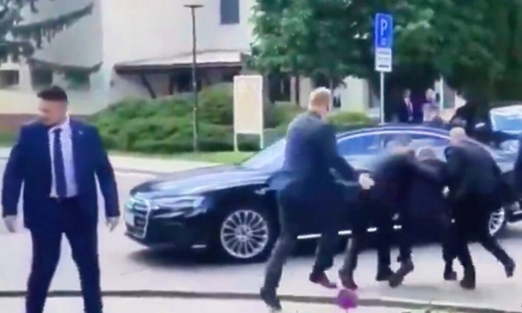 Slovakian Prime Minister rushed to the car after being shot five times