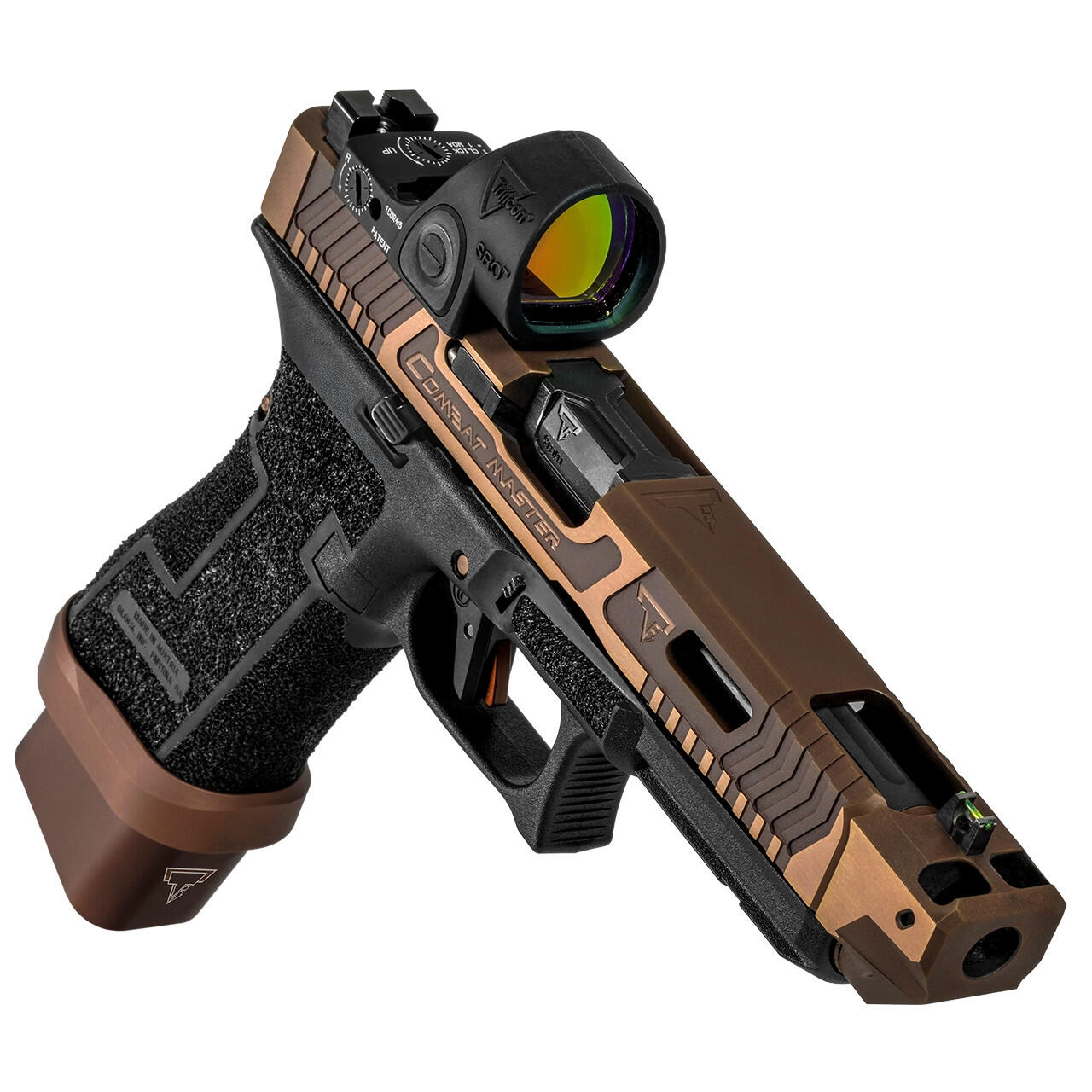 Taran Tactical Ballerina Glock 17 Gen 5 package with bronze compensator, bronze slide and Trijicon SRO
