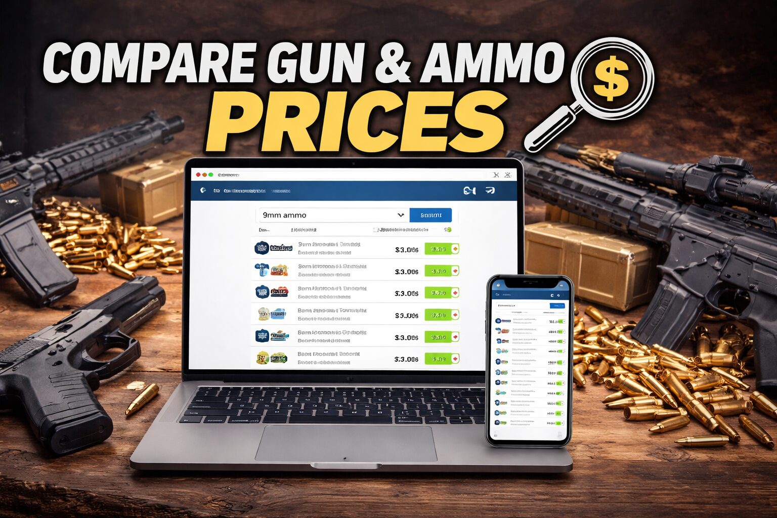 Guns and ammo price comparison tool