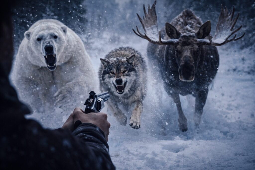 Alaska Gun Laws 6 Alaska animals aren't playing around. There are dangerous animals in Alaska, and that's why people carry 44 Mag revolvers