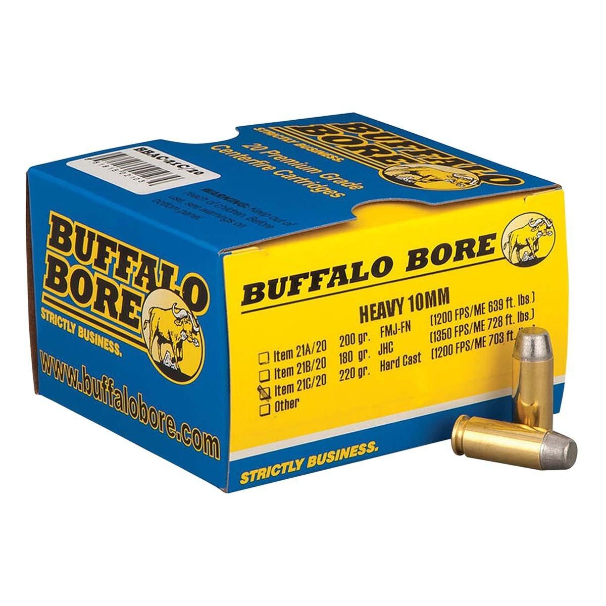 Best 10mm Ammo (2026): Self-Defense, Hunting, and Range 18 Buffalo Bore 10mm 220gr Hard Cast ammo box