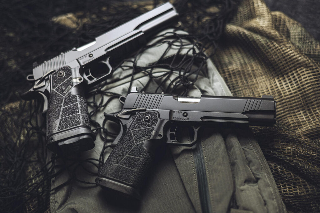 Kimber 1911 DS Warrior double stack pistols on a pack