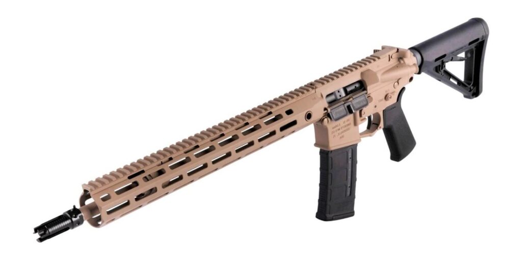 Best Left-Handed AR-15 Rifles (2026): Ambi & True Left-Hand 27 Knight's Armament SR-15. A great battle rifle with an ambi receiver for left handed use