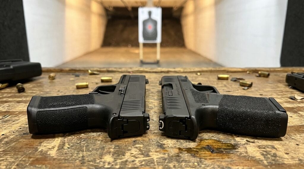 Sig P365 vs Springfield Hellcat: Which Micro Compact Wins in 2026? 6 Sig P365 vs Springfield Armory Hellcat at the range