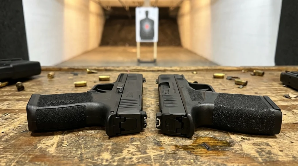 Sig P365 vs Springfield Hellcat: Which Micro Compact Wins in 2026? 5 Sig P365 vs Springfield Armory Hellcat at the range