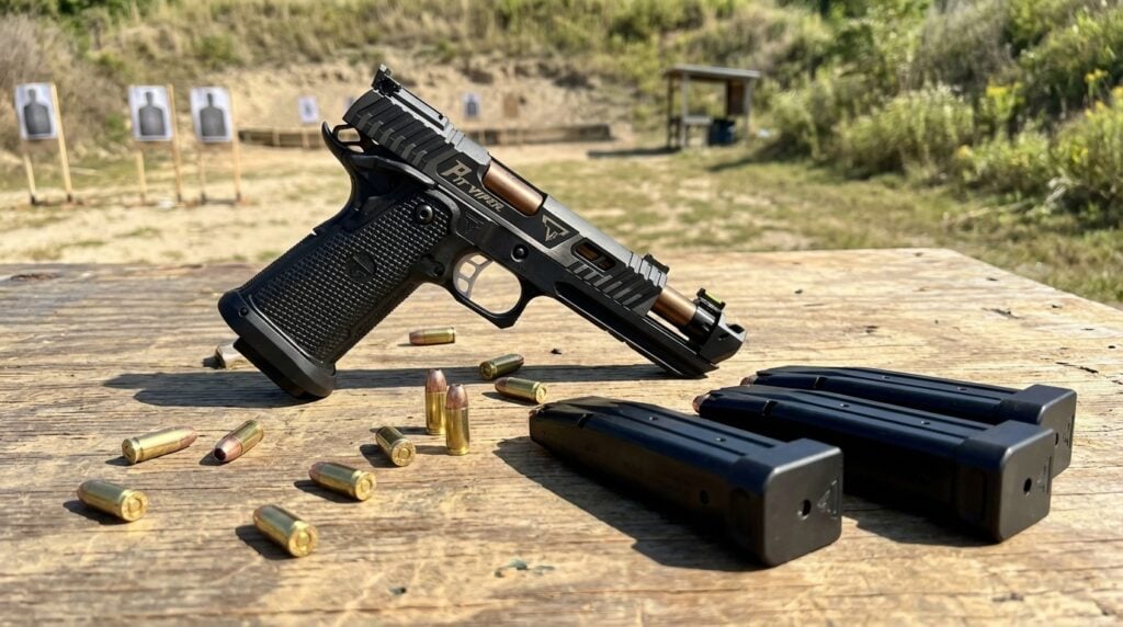 TTI Pit Viper Review: Is John Wicks $7,500 2011 Worth It? (2026) 3 TTI Pit Viper on the table at the range, ready for action