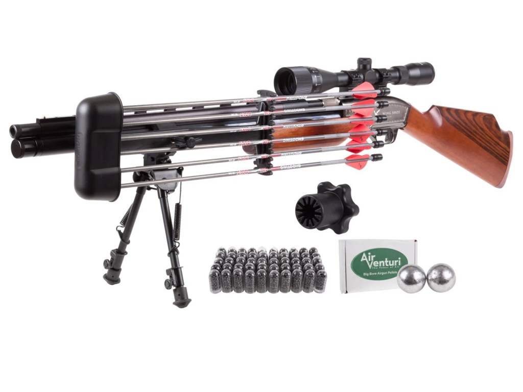 10 Most Powerful Air Rifles - 2024 5 The Seneca Wing Shot II Air Shotgun. Shoot 50 Cal bullets, arrows, shotshells and more. A cheap 50 Cal rifle, buy your BB Gun now.