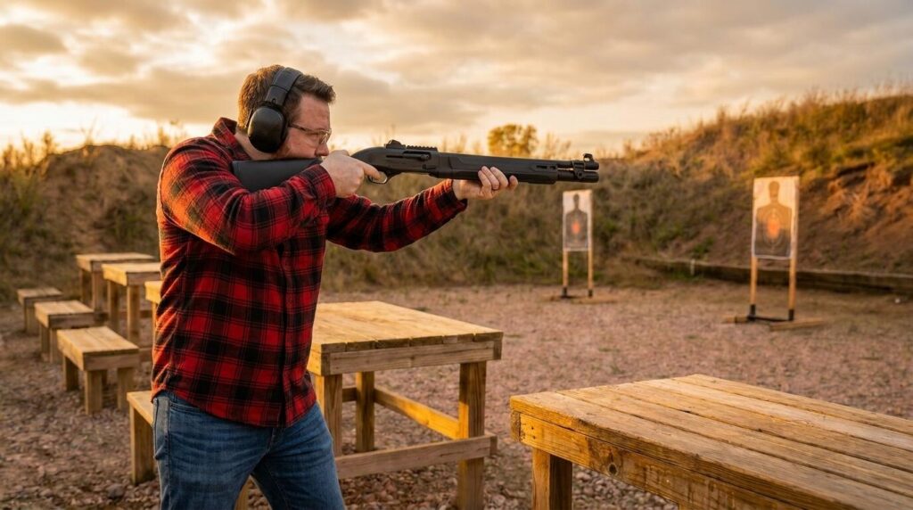 Beretta A300 Ultima Review (2026): 500 Round Test of the Best Value Gas Gun 5 Beretta A300 Ultima at the range during reliability testing, 500 rounds across target loads buckshot and slugs