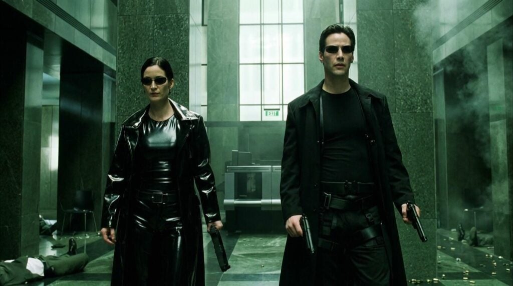The Guns of The Matrix (1999): Every Weapon Identified 28 Matrix lobby scene remastered