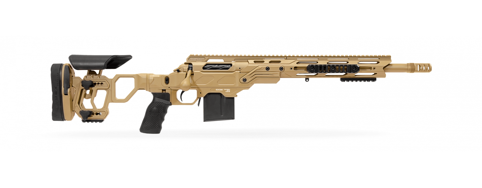 Cadex Defense CDX-R7 chassis rifle with folding stock and adjustable cheekpiece