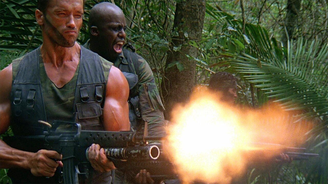 The Guns of Predator (1987): Every Weapon Identified 25 Predator 1987 minigun scene Blain Old Painless team firing into jungle