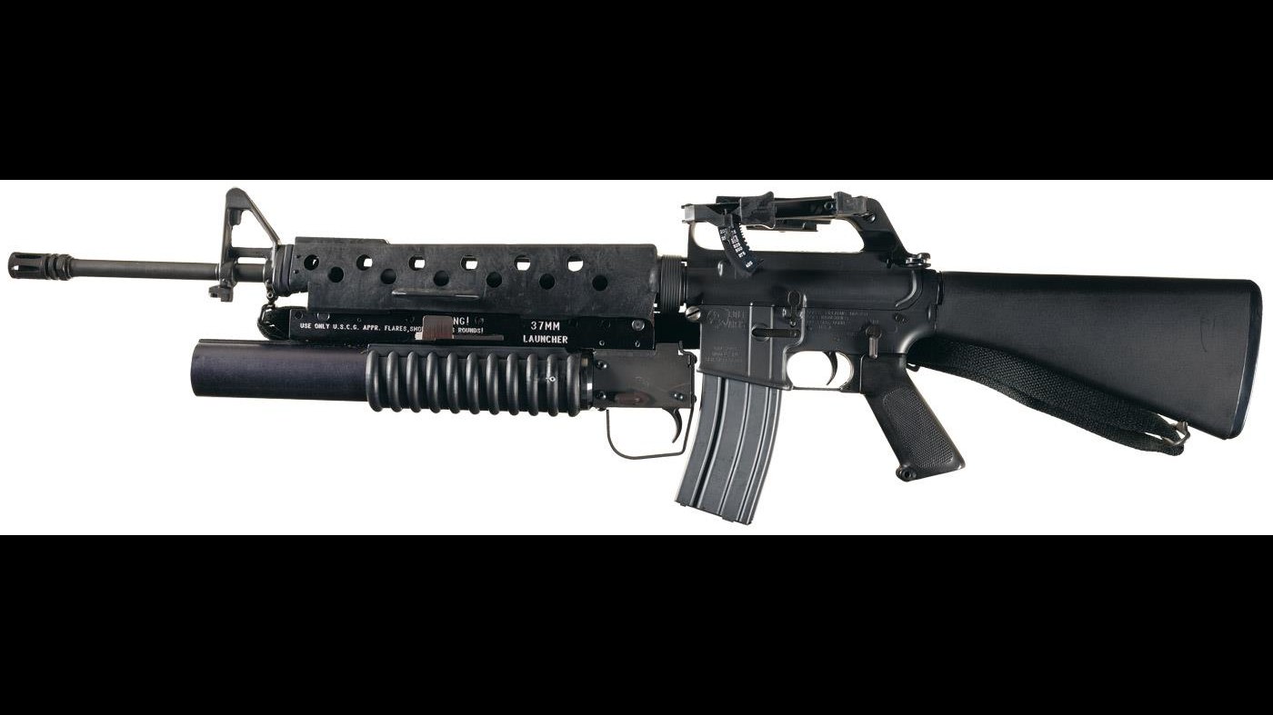 The Guns of Predator (1987): Every Weapon Identified 24 Colt SP1 AR-15 with M203 grenade launcher Schwarzenegger Predator