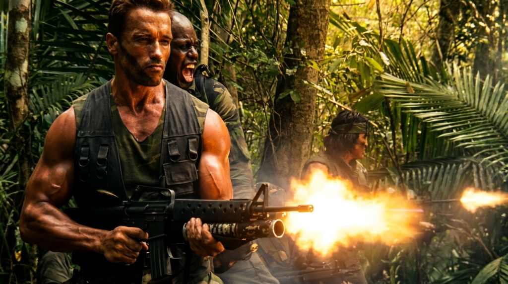 The Guns of Predator (1987): Every Weapon Identified 71 Dutch fires his Colt SP1 with M203 rocket launcher in Predator