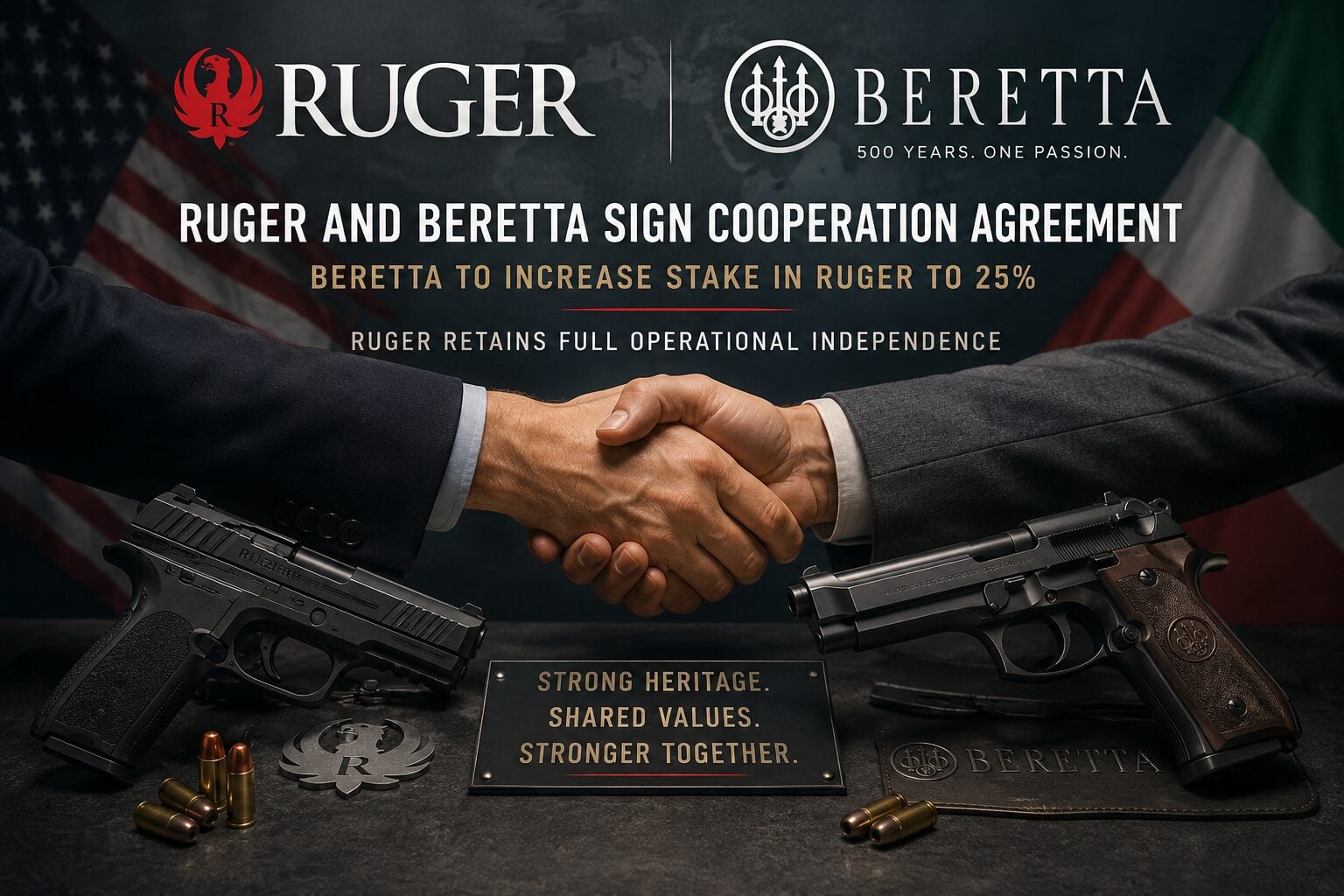 Ruger and Beretta sign cooperation agreement, Beretta lifts stake to 25% and Ruger keeps independence