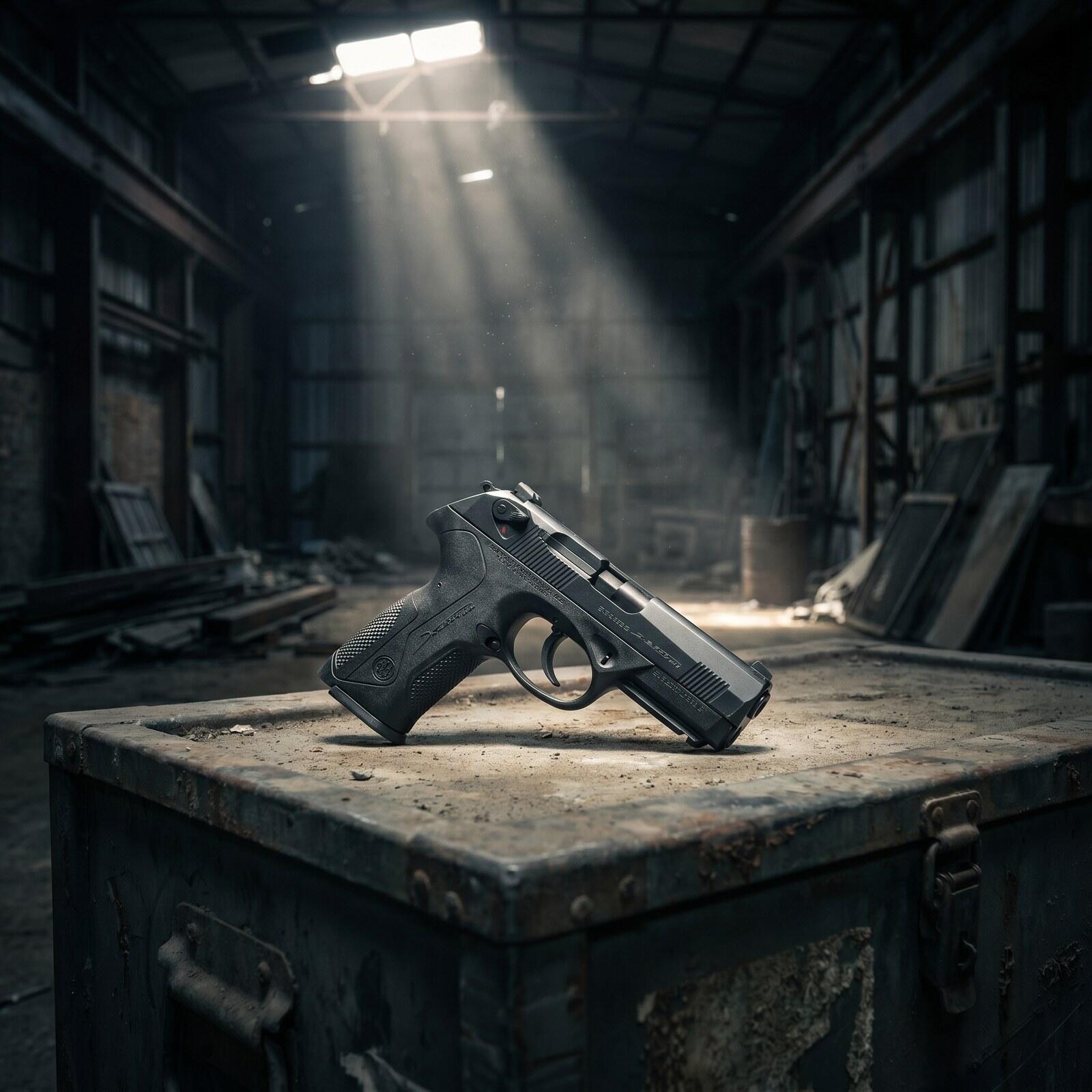 Beretta PX4 Storm Review: 1,500 Round Test of the Rotating Barrel 9mm (2026) 2 Beretta PX4 Storm pistol in an abandoned warehouse