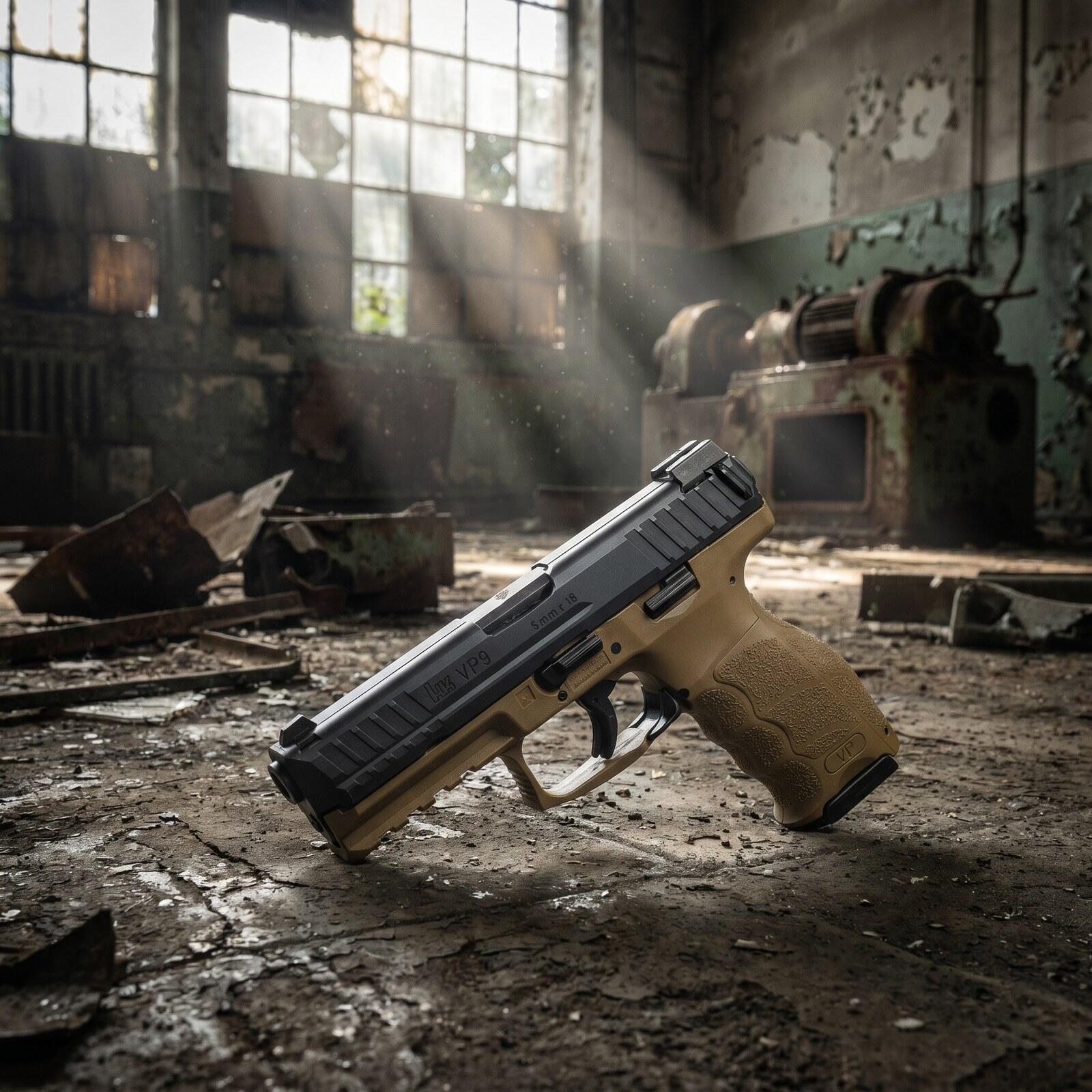 HK VP9 Review: 1,500 Round Test of German Striker-Fired Excellence (2026) 9 HK VP9 pistol in an abandoned factory