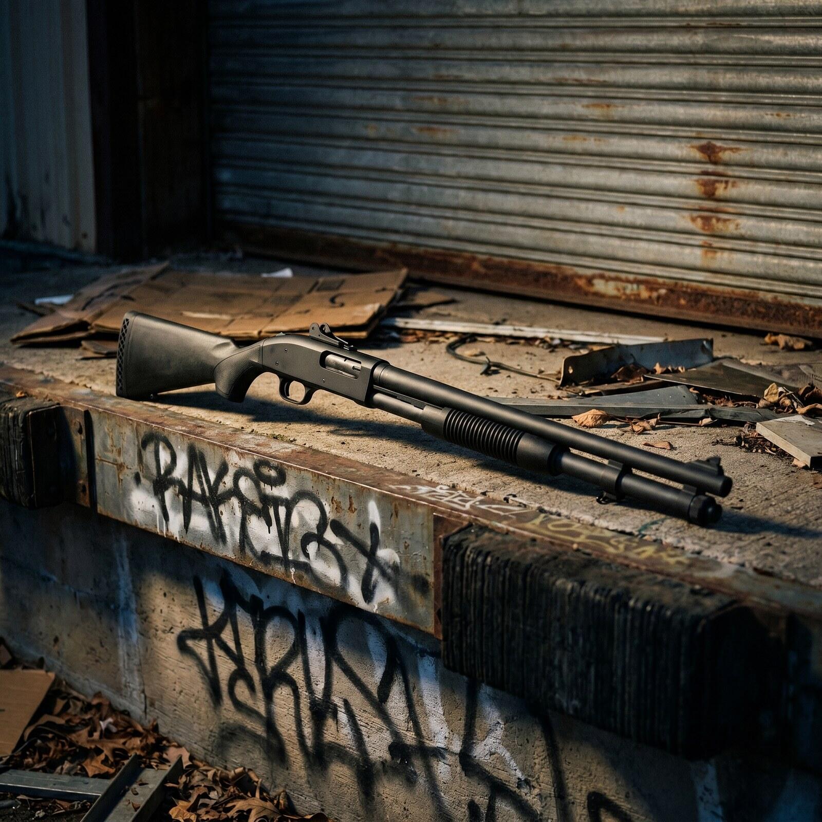 Mossberg 590A1 Review: Americax27s Mil-Spec Pump Shotgun (2026) 8 Mossberg 590A1 shotgun on a concrete loading dock