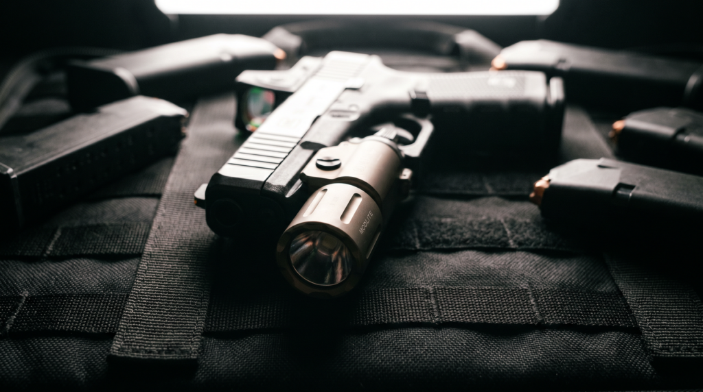 Best Weapon Lights in 2026: Pistol & Rifle Picks Tested 23 Modlite PL350 premium pistol weapon light on Glock 19
