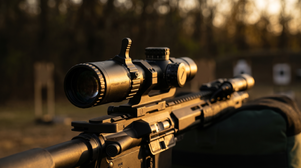 10 Best LPVOs in 2026: Tested and Ranked 18 Primary Arms SLx 1-6x24 Gen IV ACSS Aurora LPVO mounted on AR-15 at golden hour range