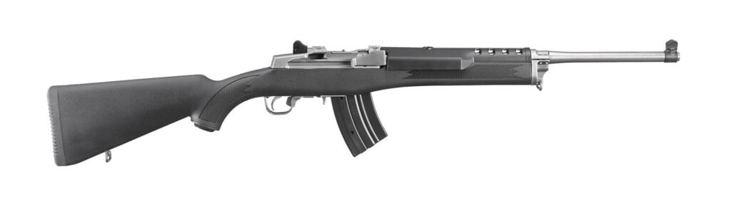 5.56 vs 7.62x39: Which Rifle Round Should You Buy? (2026) 45 Ruger Mini Thirty bolt-style semi-auto rifle chambered in 7.62x39mm with a stainless barrel