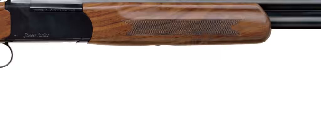 Stoeger Condor Competition over/under shotgun with AA-grade walnut adjustable comb 30 inch ported barrels and extended choke tubes side profile product photo