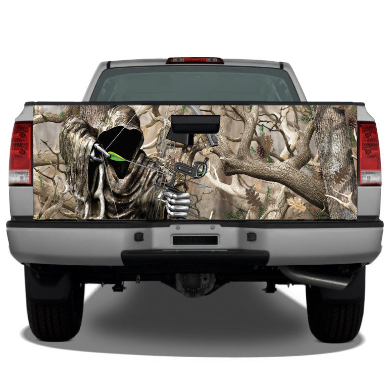 Rifle vs Bow Hunting (2026): Which Should You Choose? 1 Hunter tailgate at trailhead with hunting rifle case and compound bow case, dawn light, mountain background